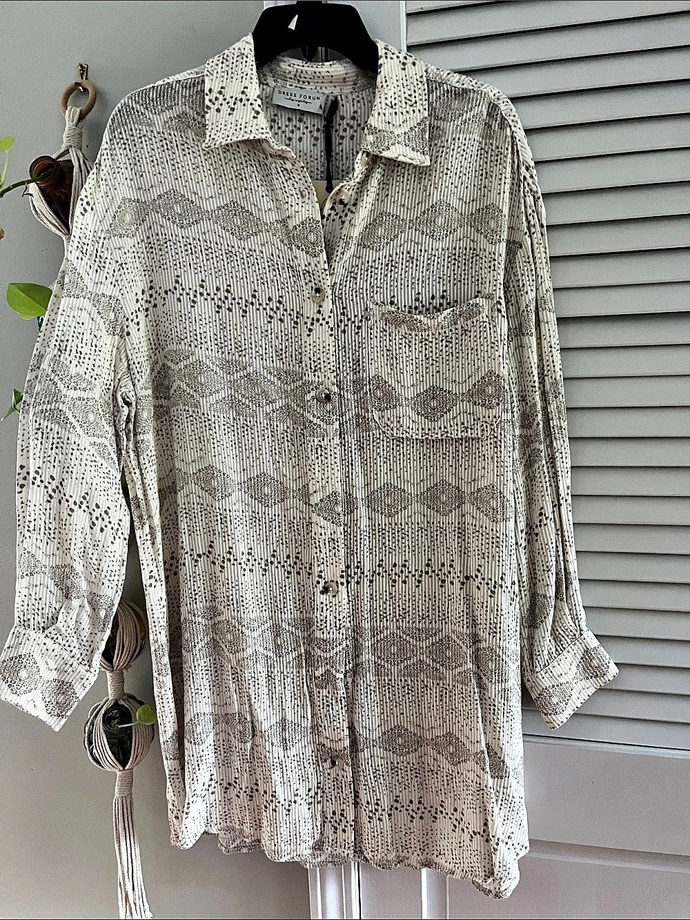 Dress Forum Women'Small Geometric Button Down Shirt Dress